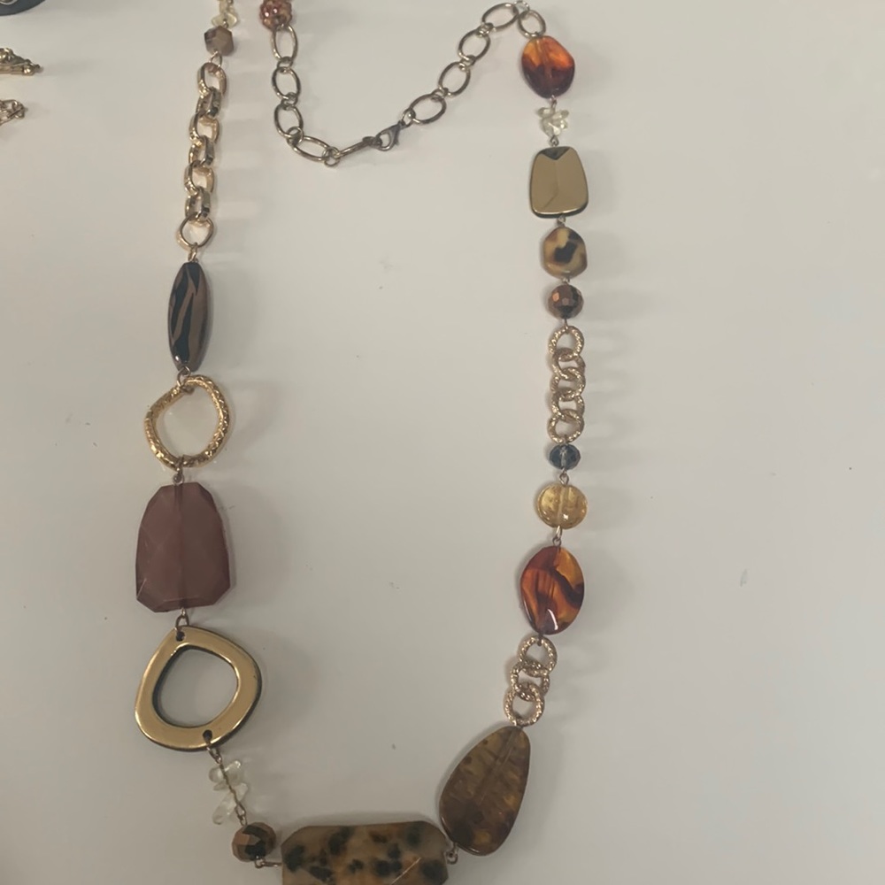 Vintage chunky resin‎ bead chain link necklace